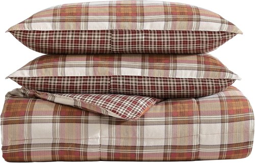 Eddie Bauer - Queen Duvet Cover Set, Reversible Cotton Bedding Queen, Red  - Picture 4 of 6
