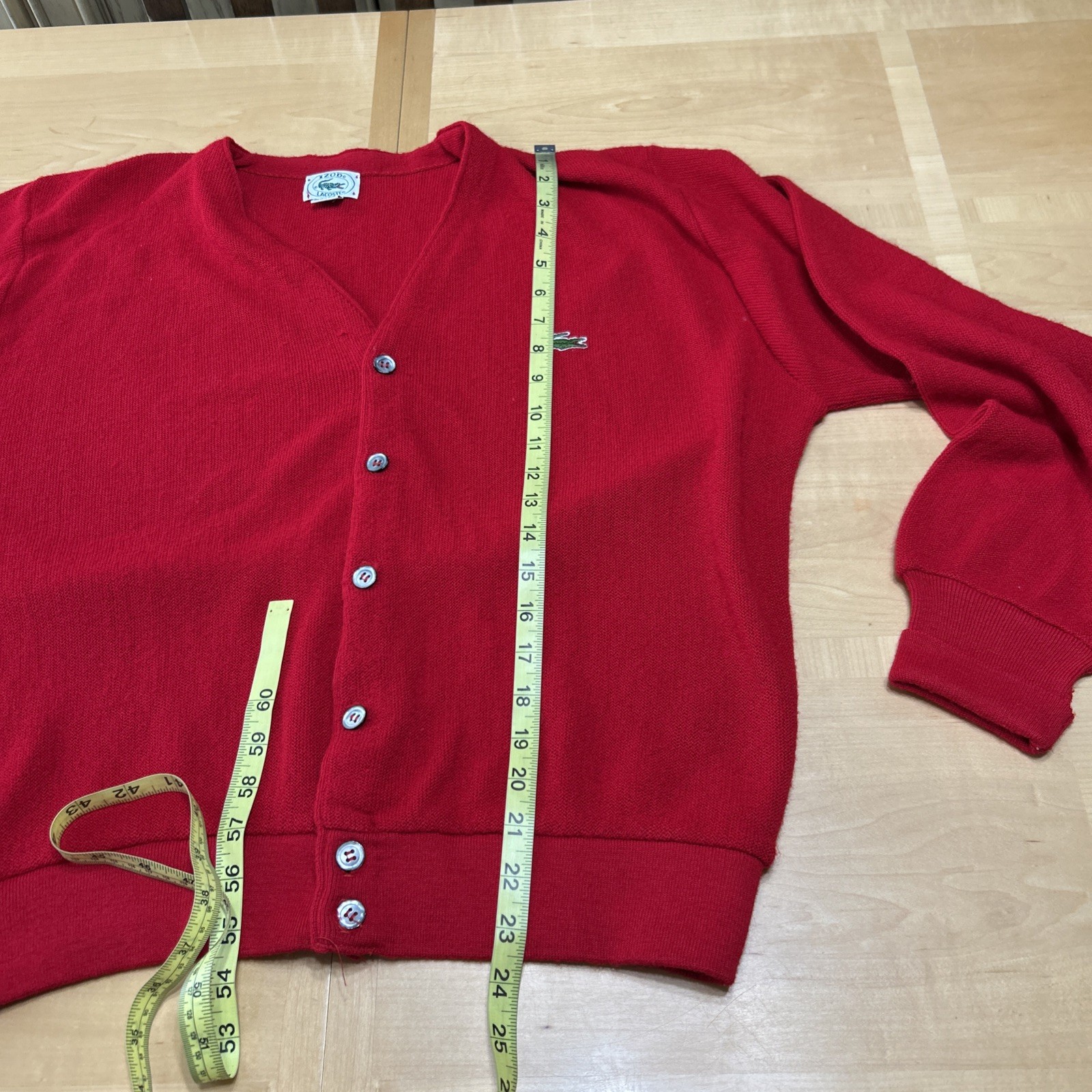 Izod Lacoste Vneck Cardigan Large Mens Red Sweater Button thumbnail 8