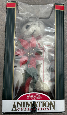 Coca-Cola Polar Bear Plus Animation Bear on Bike 1998 EUC w/Original Box