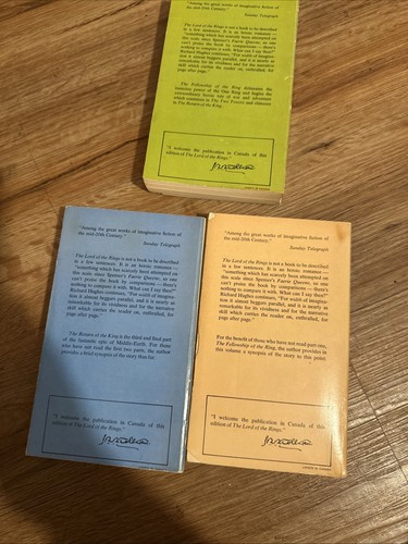 Lord Of The Rings Trilogy Authorized Canadian Edition Vintage By JRR Tolkien Q30 - Picture 6 of 8