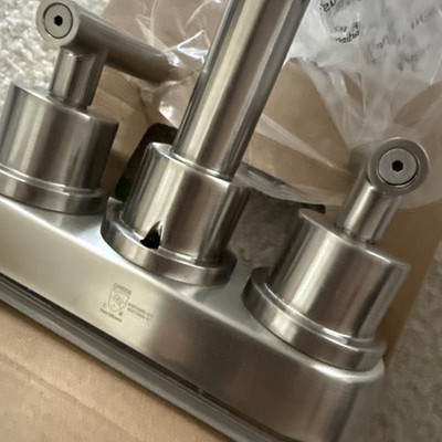 Glacier Bay Dorset Bathroom Faucet Brushed Nickel Centerset silver color