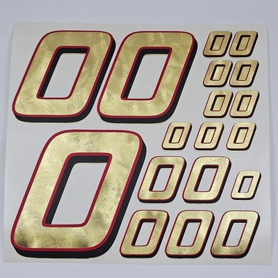Hammered Gold/Red/Bl Number 0's Racing Vinyl Decal Sheet 1/16-1/8th kyoshotamiya