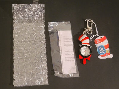 NEW Cat in the Hat Clip Watch Dr. Seuss Movie Merch Keychain 2003 JIF Smuckers