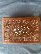 vintage Hand-Carved Wooden Keepsake Box: Rustic Artisan Jewelry Storage