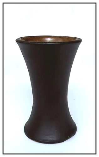 J A BAUER POTTERY  6" Stoneware Carnation Jar, Dark Brown Painted Bisque, 1920's