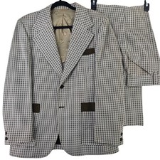 Vintage Sears Brown Olive 2 pc Leisure Suit Polyester Med 42R disco 70s retro