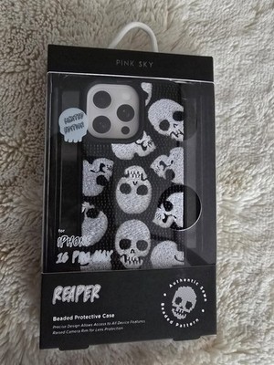 Pink Sky Reaper BeadedSkull Phone Case iPhone 16Pro Max Limited Edition