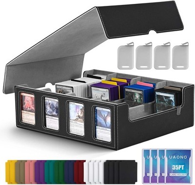 Trading Card Storage Box with Commander Display; 2400+ Deck Box for MTG with Rem