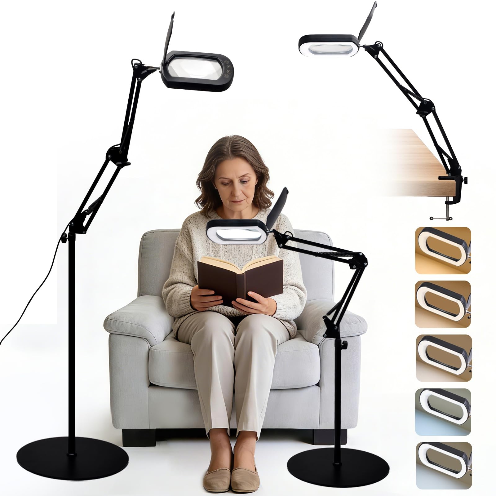 Lampe loupe 10X pour lecture et couture sur table de salon