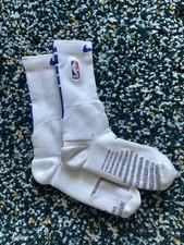 Nike NBA Authentic L Crew Socks White Blue Power Player Team Issued On Court
