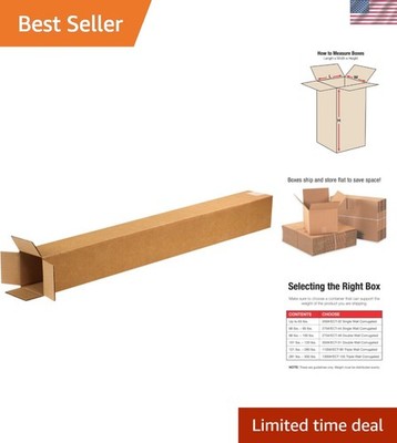 Heavy-Duty 25-Pack Corrugated Boxes 5''L x 5''W x 36''H for Safe Shipping