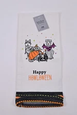 DII Kitchen Towel With Dogs in Halloween Customs 18x28 "Happy Howloween"