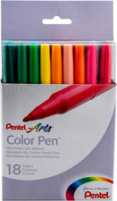 Color Pen , Fine Point Color Markers, Fiber Tip, Assorted Colors, Set of 18 S36