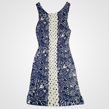 Lilly Pulitzer for Target Blue White Fish Print Shift Dress Pink Zipper Size 2