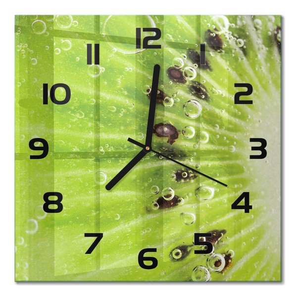 Wanduhr Aus GehäRtetem Glas Mit Leisem Uhrwerk Kiwi Schwarze Zeiger 30X30 Cm-image