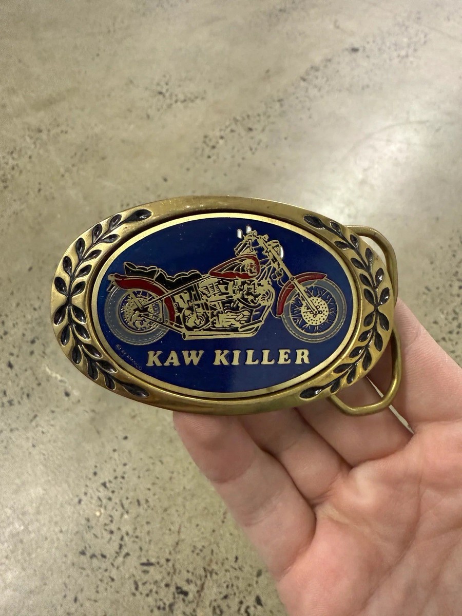 Vintage Kaw Killer Motorcycle Skull Biker Belt Buckle
