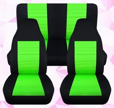 Front Rear Seat Covers Black Lime Green Cotton Fits 1997-2002 Jeep Wrangler Tj