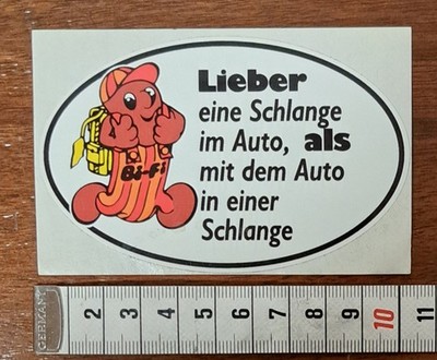 Alter Aufkleber Sticker Bi-Fi Mini Salami, Spruch Lieber eine Schlange im Auto