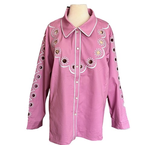Bob Mackie Wearable Art Blazer Jacket Sz 3X Lavender Cutouts Lg Slv Buttons NEW - Picture 1 of 12