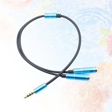 1 Pack Durable 3.5mm Headset Splitter Cable Sky Blue Stereo Adapter