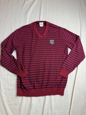 Vintage Y2K Lacoste Sweater Mens Size 5 Large Red Blue Striped Crest Logo Preppy