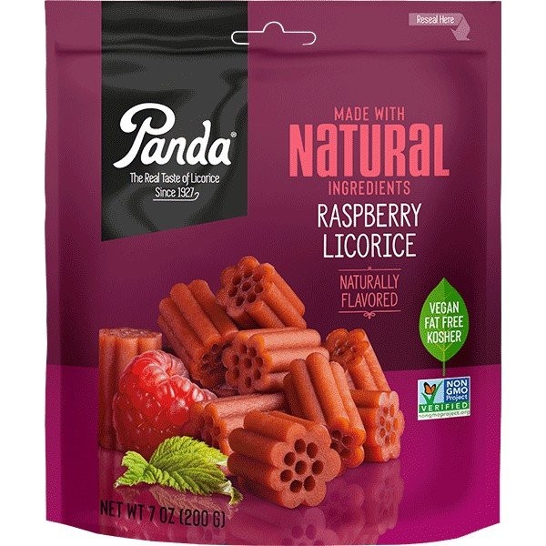 Panda Licorice Raspberry Licorice Chews 7 унций (200 г) пакет
