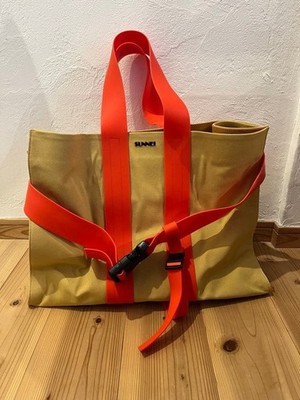SUNNEI Italy Made Parallelepipedo Messenger Bag Canvas Orange