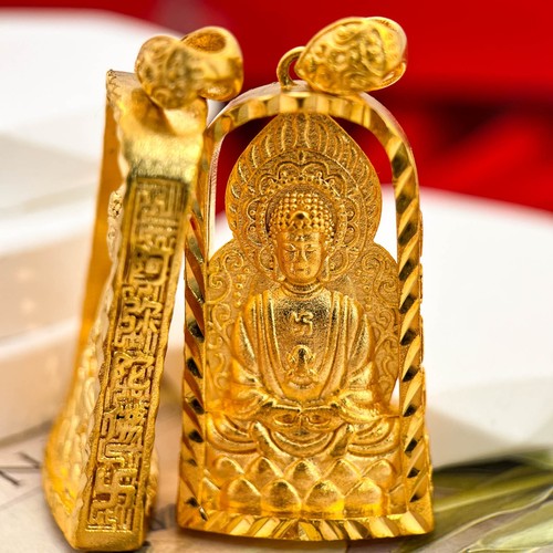 New Buddha 24K THAI BAHT YELLOW GOLD Pendant - Picture 3 of 5