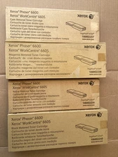 NEW! Lot of 4, Xerox Phaser 6600 K/C/M/Y METERED Toner Cartridge