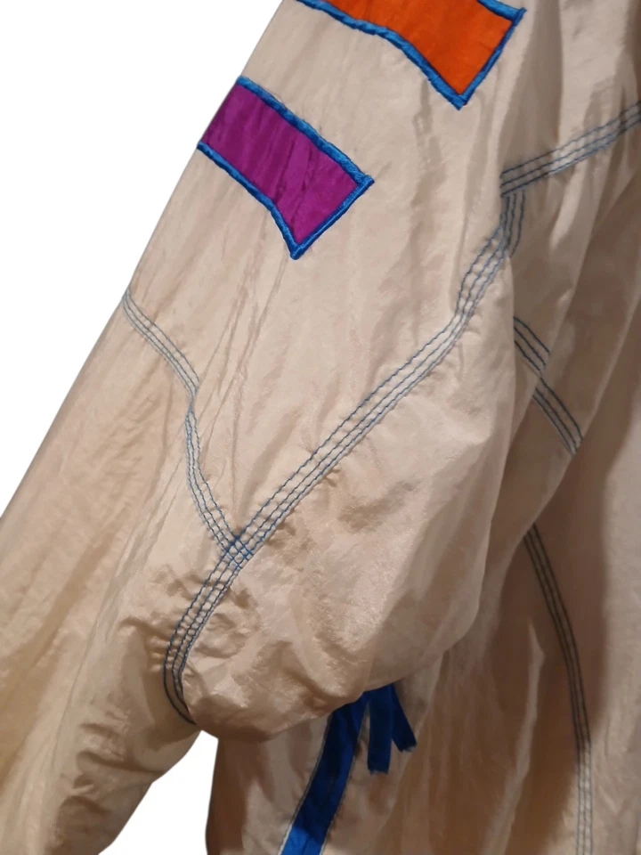 Vintage East West White Colorful Zip Front Coat Funky Womans Size Large - Image 4 of 4