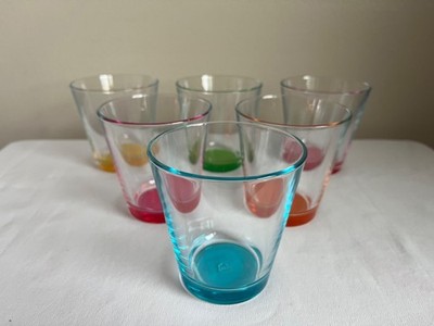 6 Pasabahce Colored Juice Glasses, 3.5'' Tall x 3.25'' Diam, Stackable, HTF Style