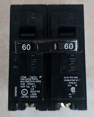 ITE Q260 Plug On Circuit Breaker 60A 2P 120/240V Type QP 60 Amp 2 Pole QP260