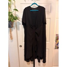SHEIN Black Maxi Wrap Dress with Tie Front