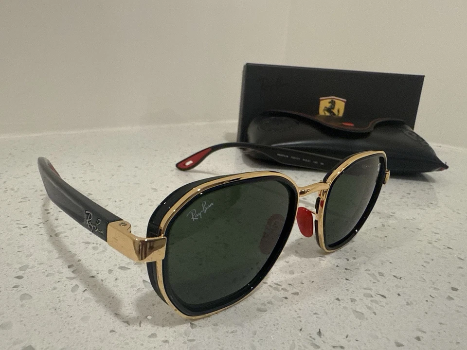 Ray-Ban RB3674-M F031/71 Scuderia Ferrari Gold/Black Sunglass 51mm Made in Italy - Image 3 of 4