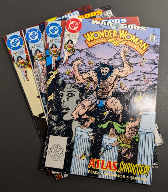 4x Wonder Woman 58, 59, 60 & 61 - War of the Gods - VFN - George Perez Cover, DC