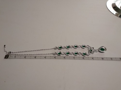 Costume Emerald And Crystal Necklace 18in - Picture 4 of 7