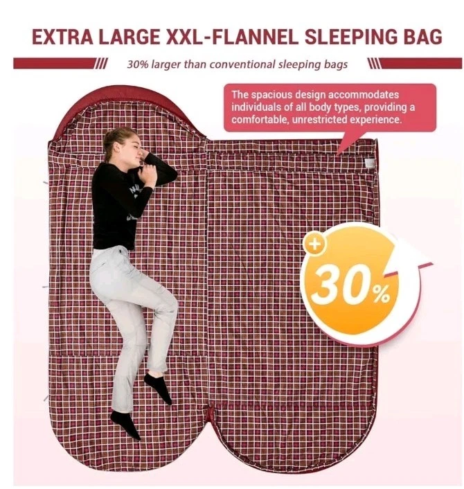 Saco de dormir KingCamp para adultos, clima frio e quente extra largo grande e alto... - Imagem 2 de 4