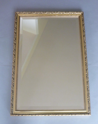 Vintage Gold Rechteck Wandspiegel: Großer Holz geschnitzt Rokoko Fase 19,5 x 28,5''