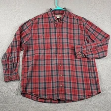 Duluth Trading Co Flannel Shirt Men's XLT Red Plaid Workwear Outdoors Cabincore