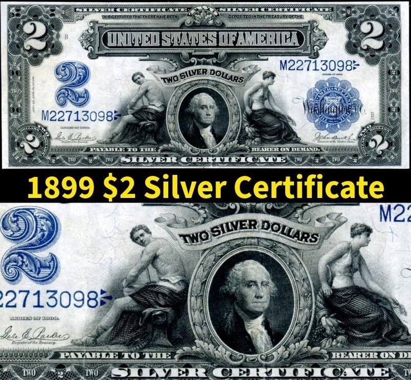 HGR SUNDAY 1899 $2 Silver Certificate ((GORGEOUS Issue)) HIGH GRADE