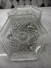 Anchor Hocking Wexford Diamond Pressed Glass Footed Hexagonal Shaped Dish 1963