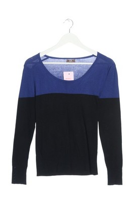GDM Feinstrickpullover Damen Pullover Gr. DE 40 blau-schwarz Casual-Look