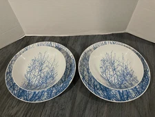 New * Vera for MIKASA * The Birches Dinner Plate & Soup Bowl (2 Pair) L1080 Blue