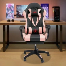 Ergonomic Gaming Chair Computer Desk Chair w/ Lumbar Support Footrest Pink