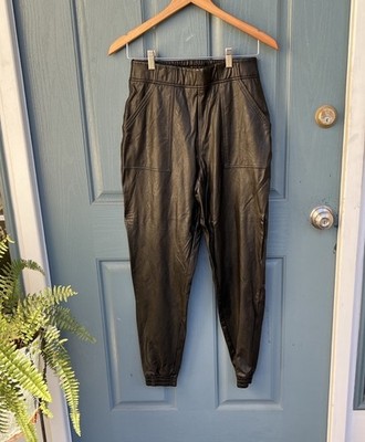 Spanx Black Faux Leather Joggers