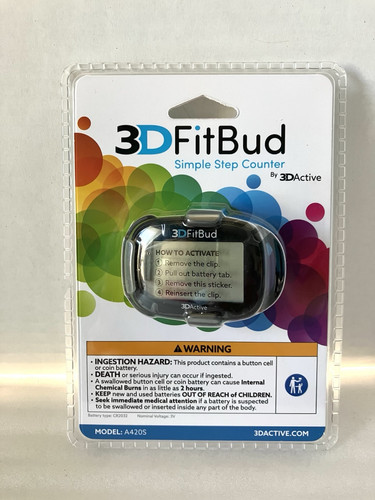 3D FitBud Simple Step Counter Walking 3D Pedometer with Clip and Lanyard A420S