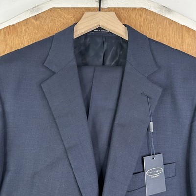 Pronto Uomo Suit Mens 42L Navy Blue 2 Button 100% Wool Pants 32x36 Brand NEW NWT