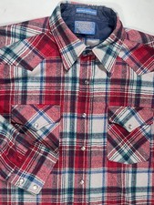 Vintage Pendleton Shirt Mens Large Red Wool High Grade Western Wear Pearl Snap