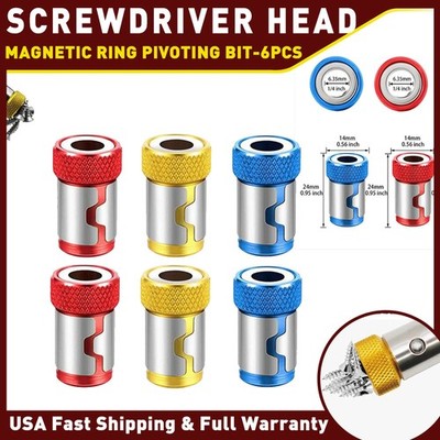 6pcs Ring Magnetic Screwdriver Bit Holder 1/4'' Strong Magnet Adapter Tool - NEW