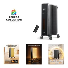 Radiator Heater, 8 Safety Protection Oil Filled Radiator Heater for Indoor Us...